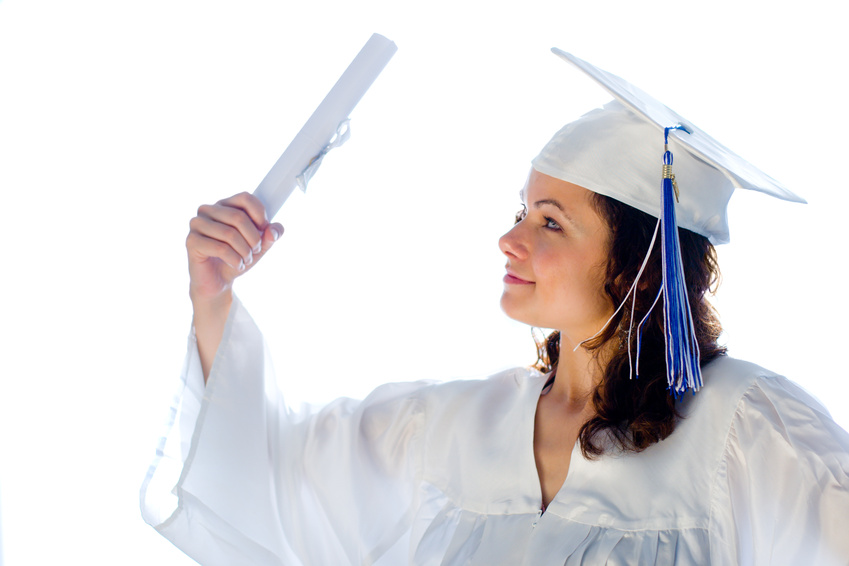 female graduate holding paper